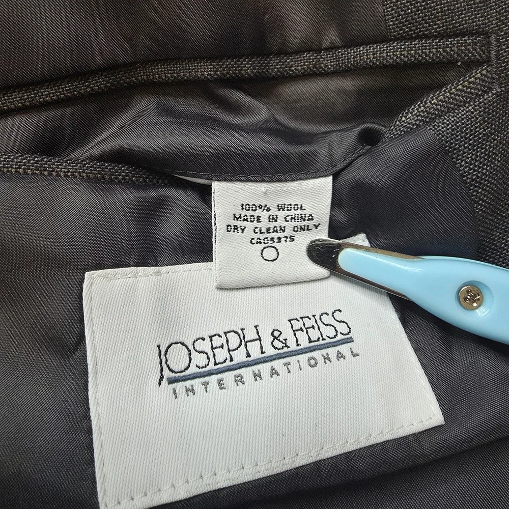 Joseph & Feiss Blazer Mens 46R Gray Herringbone‎ Sports Coat Pure New Wool 2 B